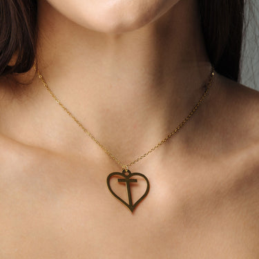 Gold Necklace for a Woman - Heart Initial Necklace - Woman Necklace - Letter Necklace - Heart Necklace Necklace Gold / A Brother & Sisters